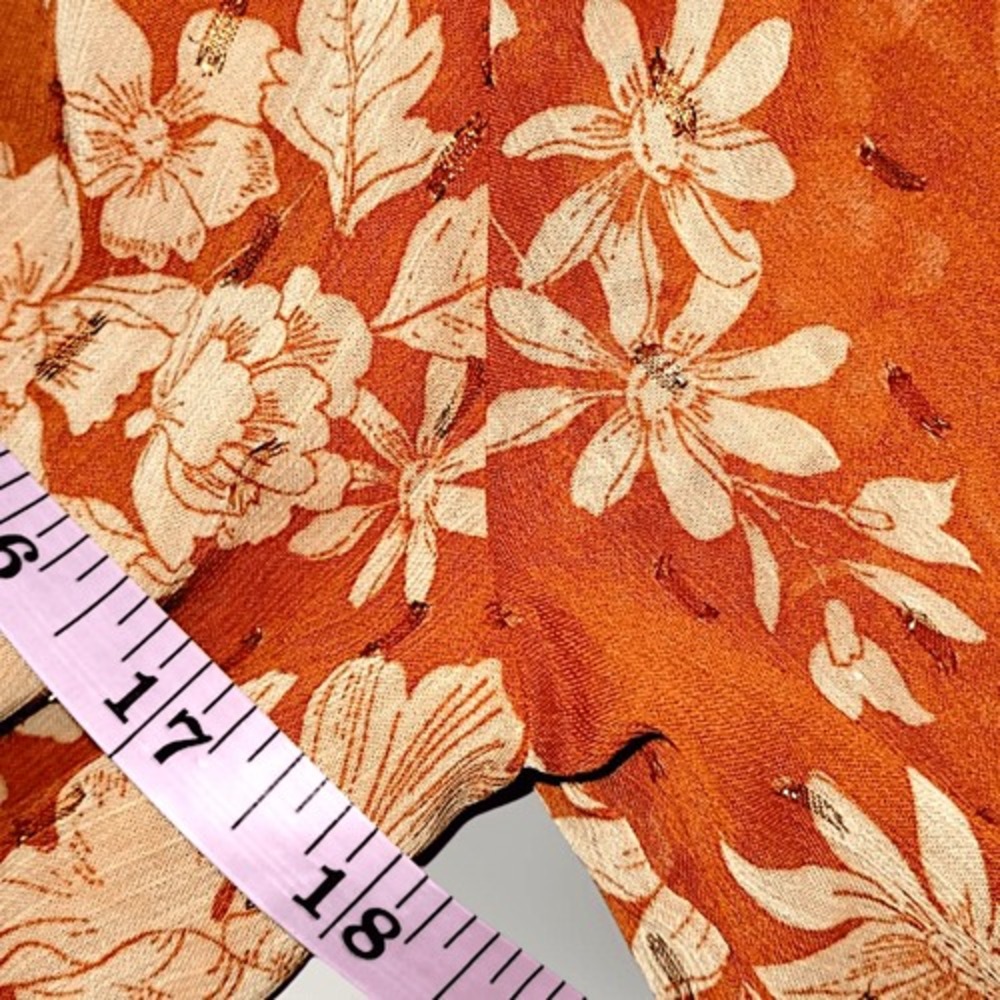 Lulus Small Burnt Orange Floral Mini Dress Long Sleeve Deep V Boho Flowery Beads - Picture 16 of 16